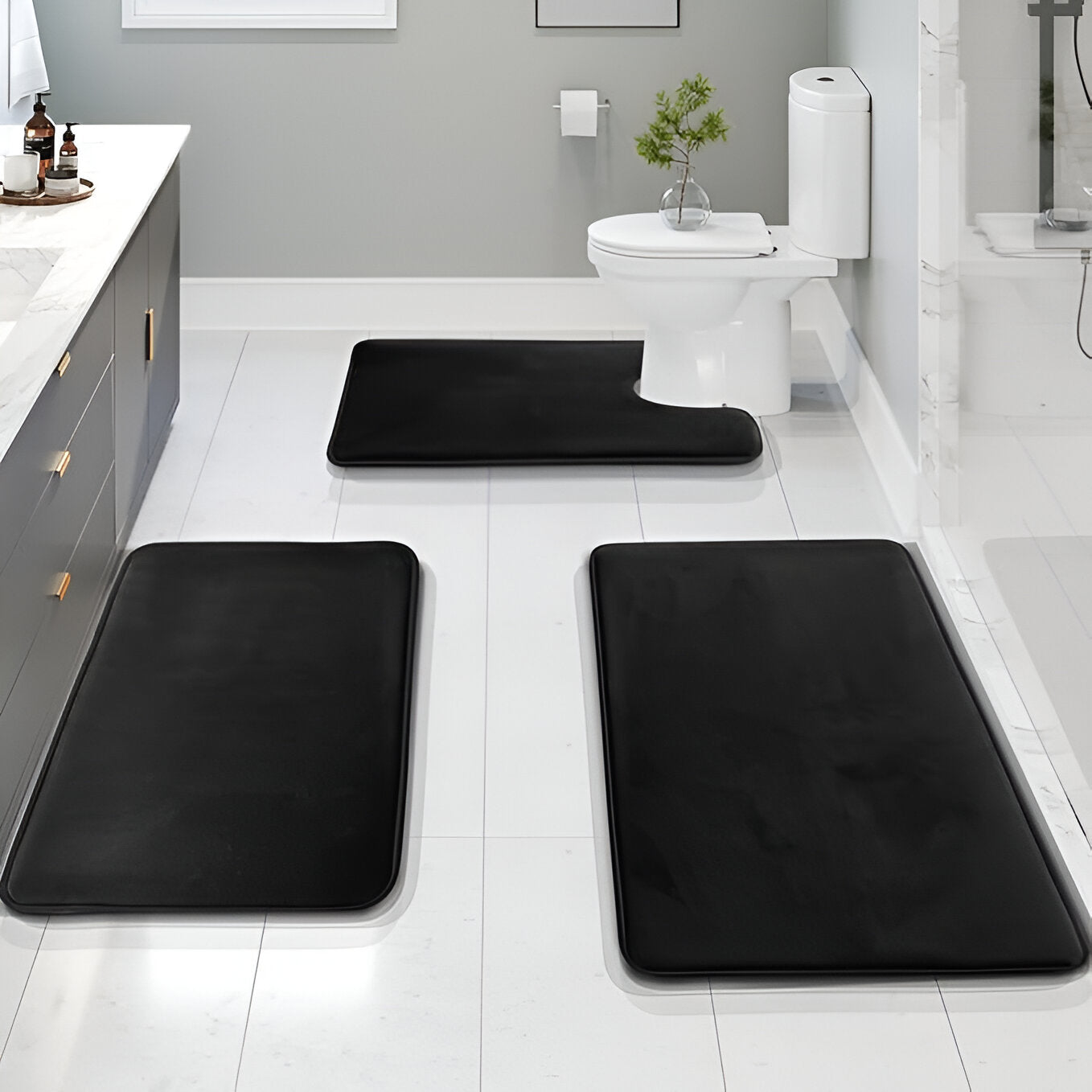 Memory Foam Velvet Mat | 3-Piece Luxury Bathroom Set