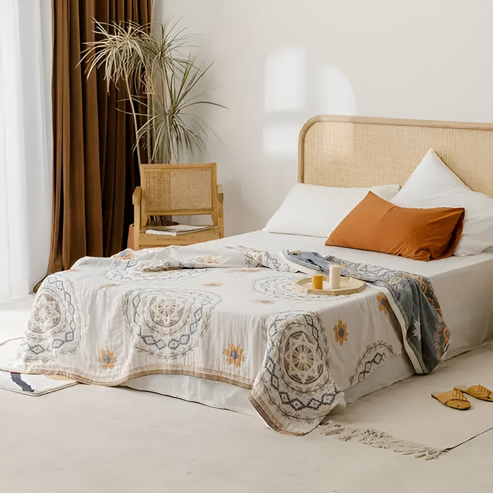 Peaceful Mandala Cotton Blanket | Spiritual Art Throw