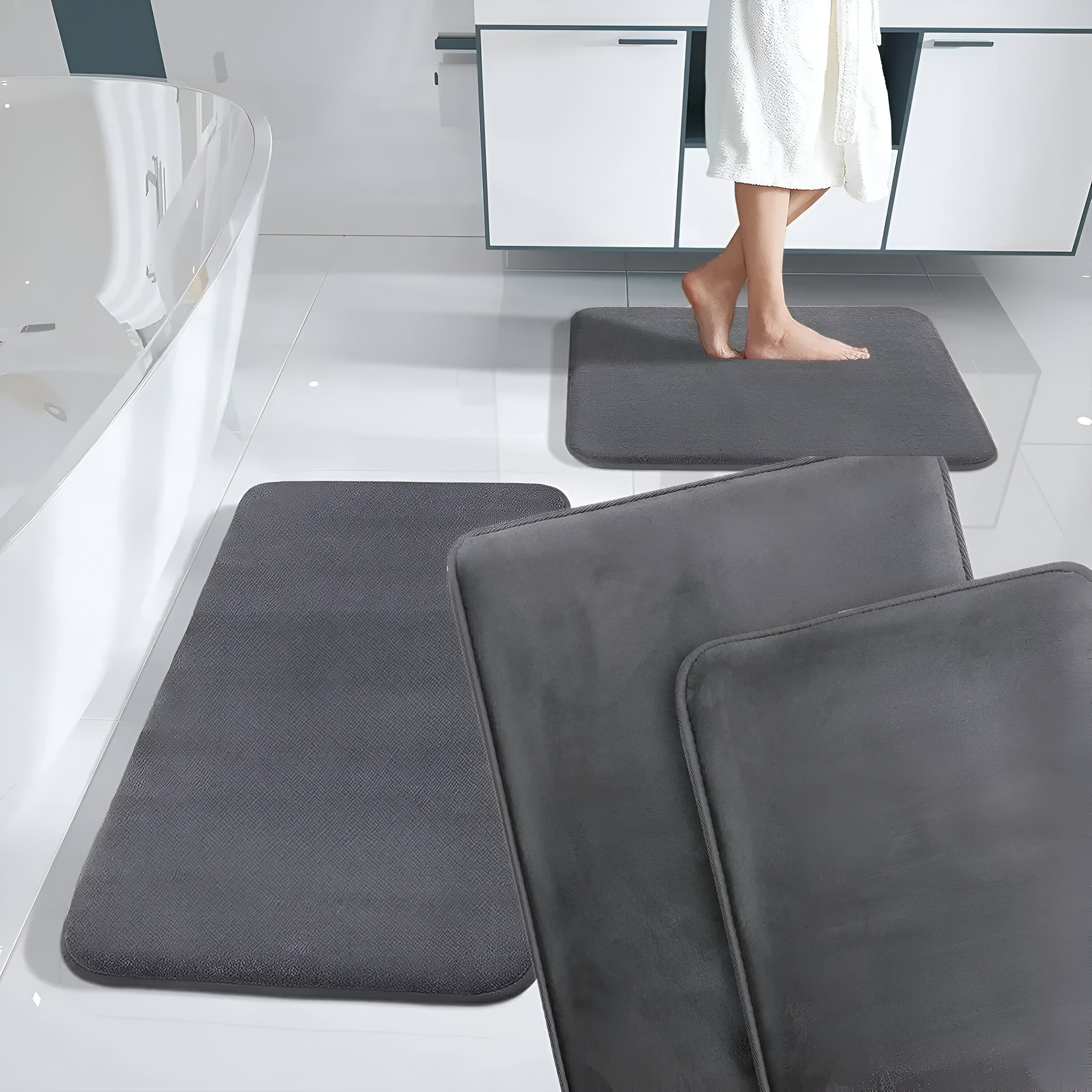 Memory Foam Velvet Mat | 3-Piece Luxury Bathroom Set