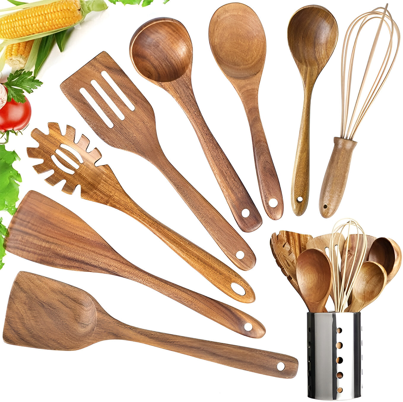 Premium Wooden Utensil Set | 7-Piece Kitchen Essentials