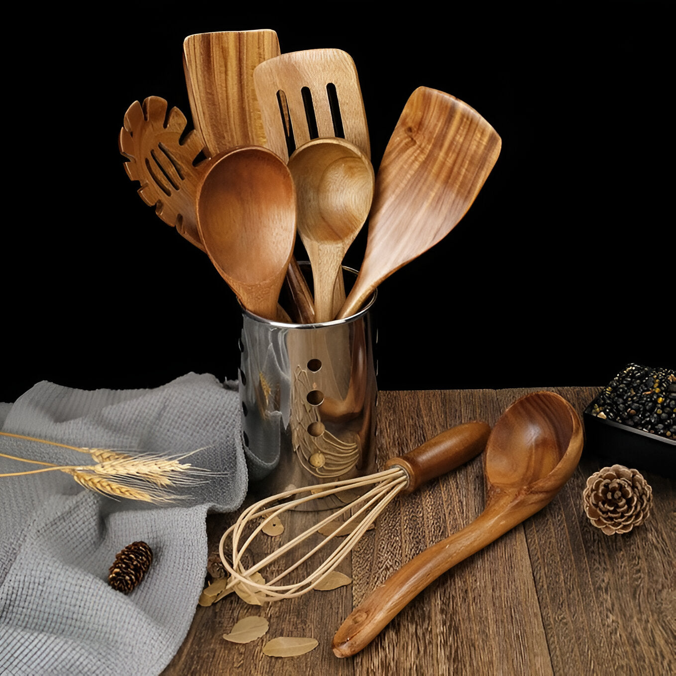 Premium Wooden Utensil Set | 7-Piece Kitchen Essentials