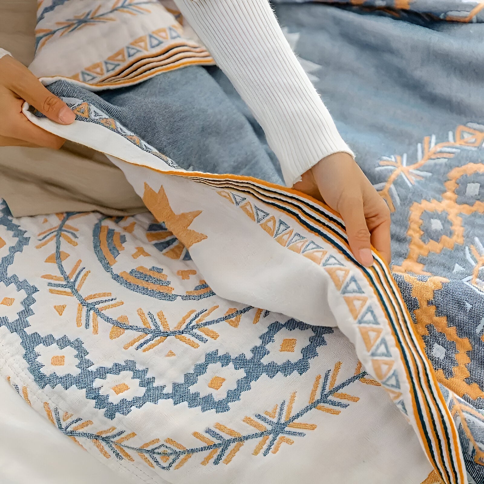 Peaceful Mandala Cotton Blanket | Spiritual Art Throw