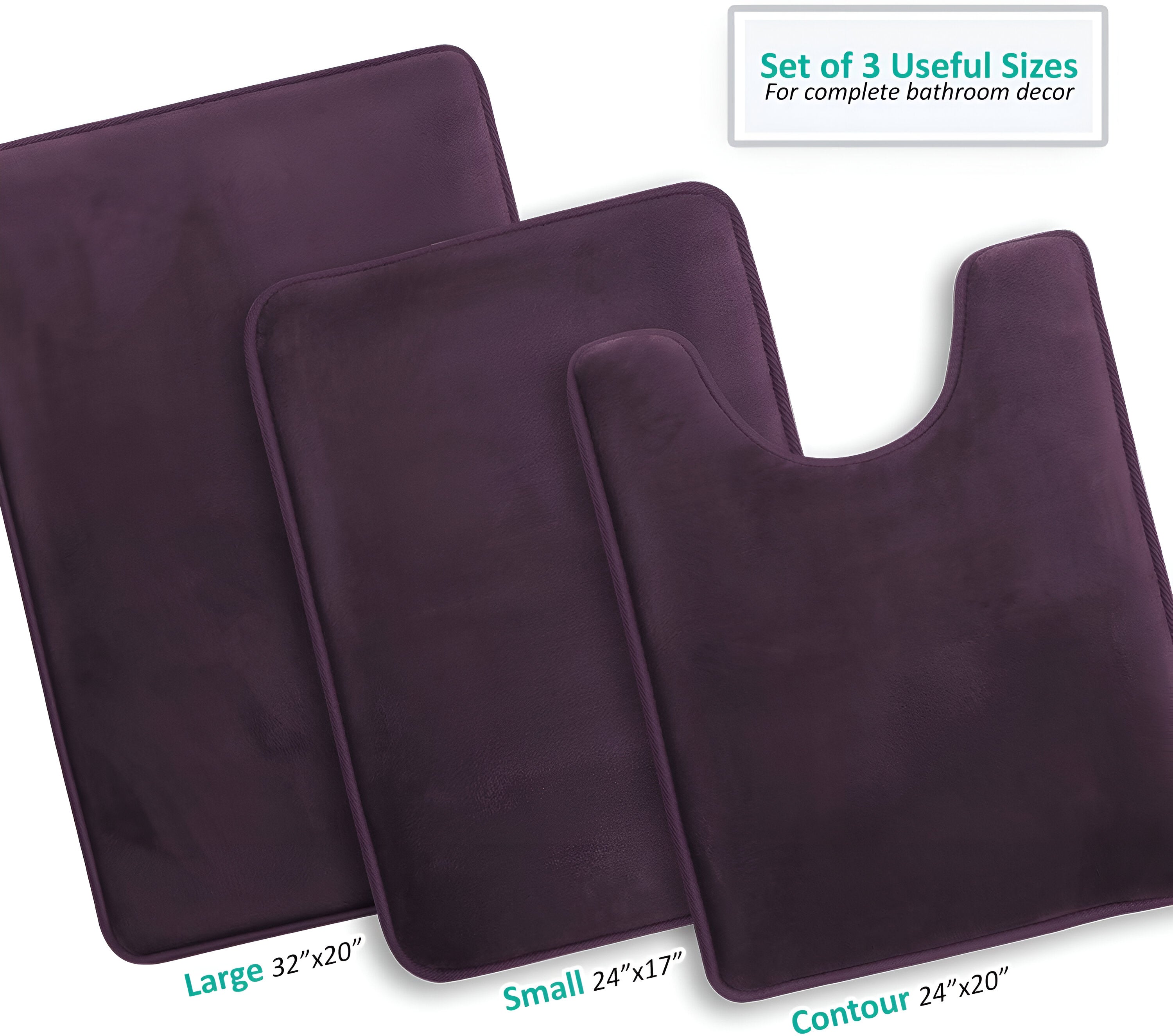 Memory Foam Velvet Mat | 3-Piece Luxury Bathroom Set