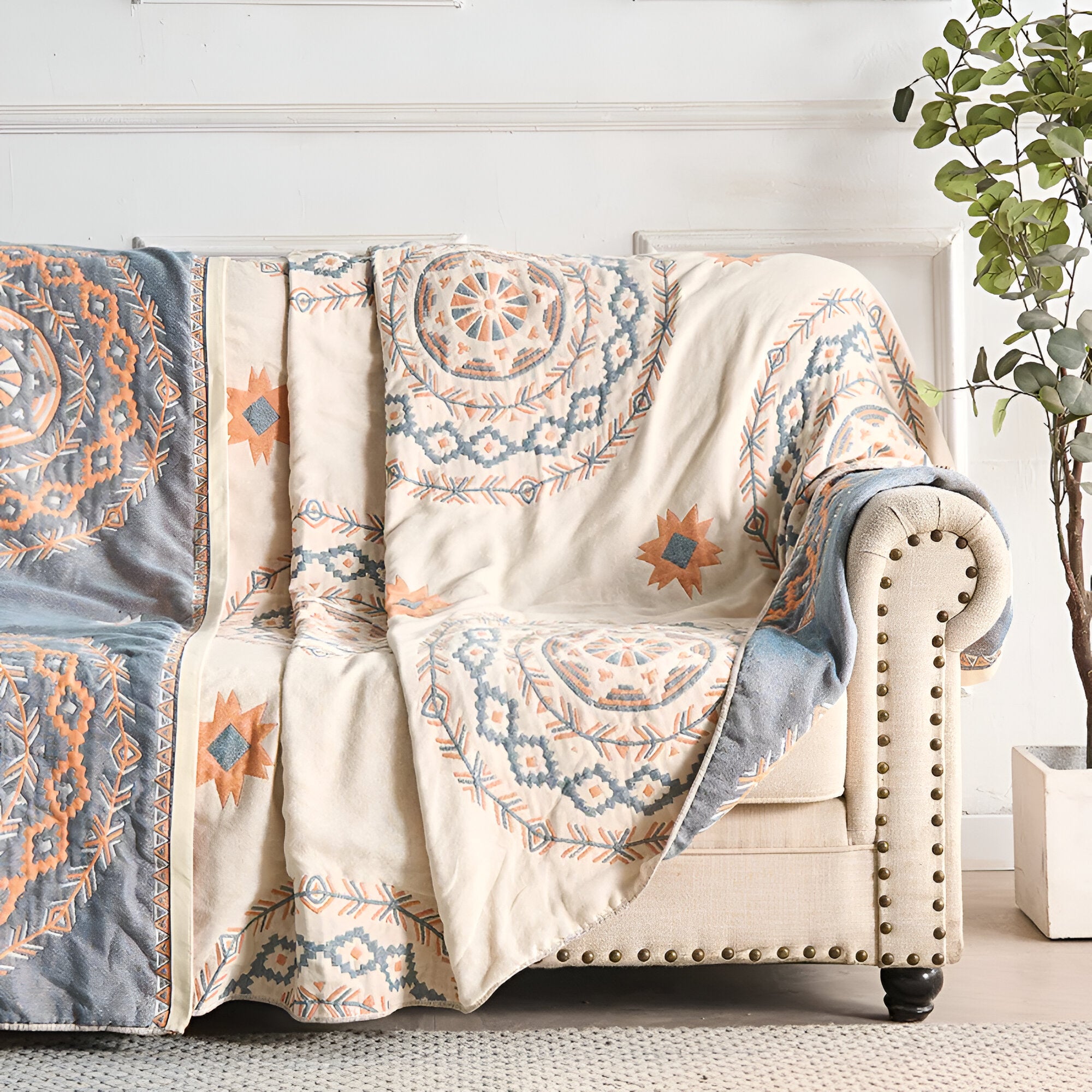 Peaceful Mandala Cotton Blanket | Spiritual Art Throw