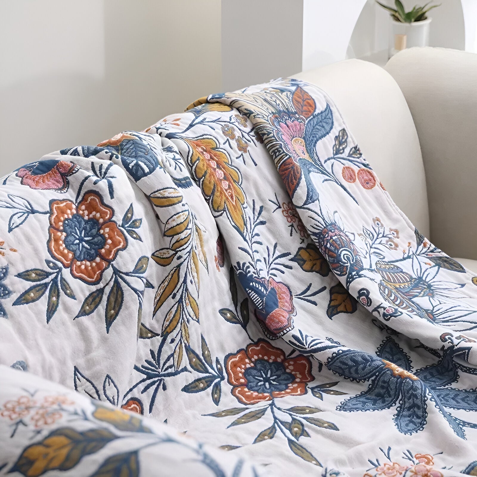 Rustic Floral Art Throw | Premium Cotton Woven Blanket