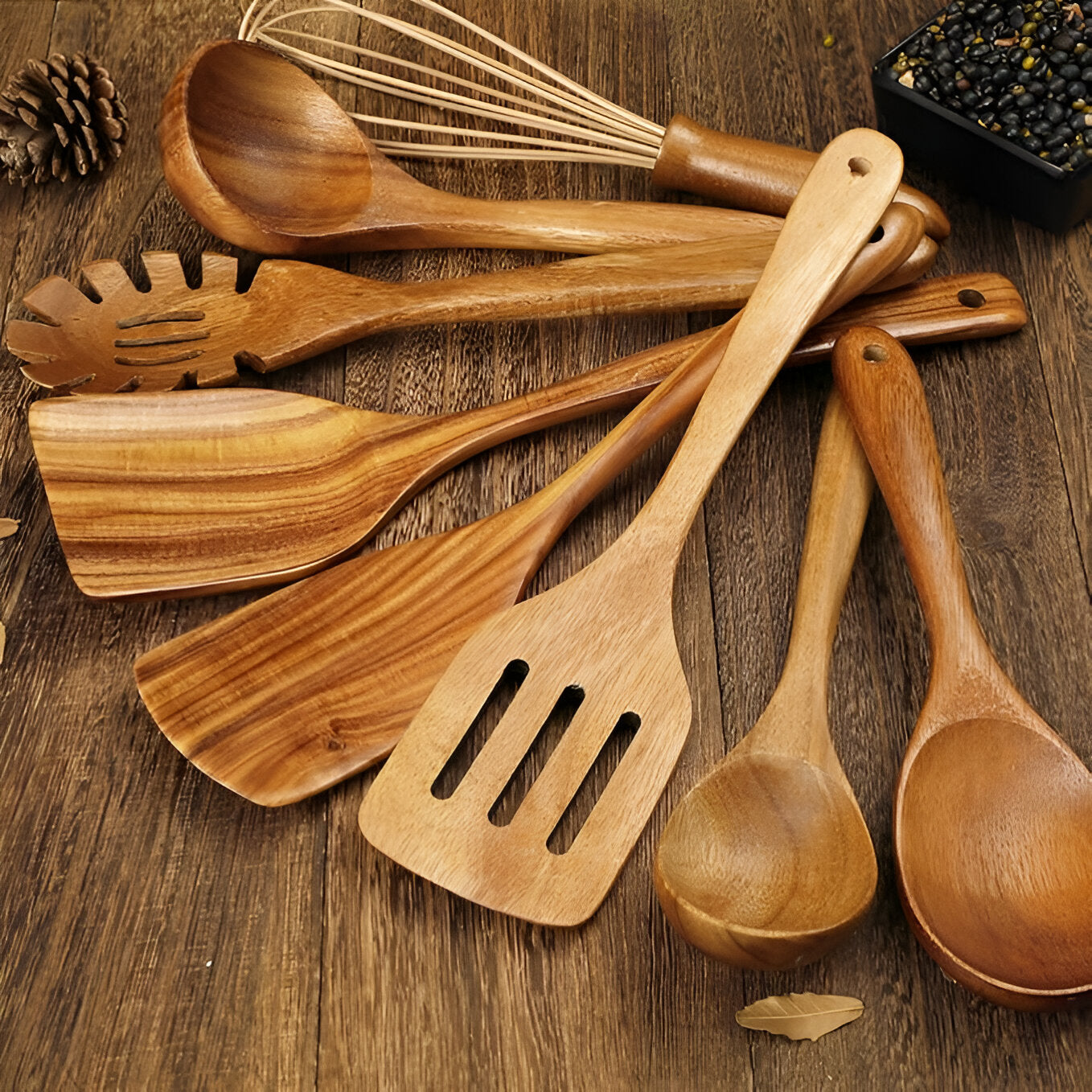 Premium Wooden Utensil Set | 7-Piece Kitchen Essentials