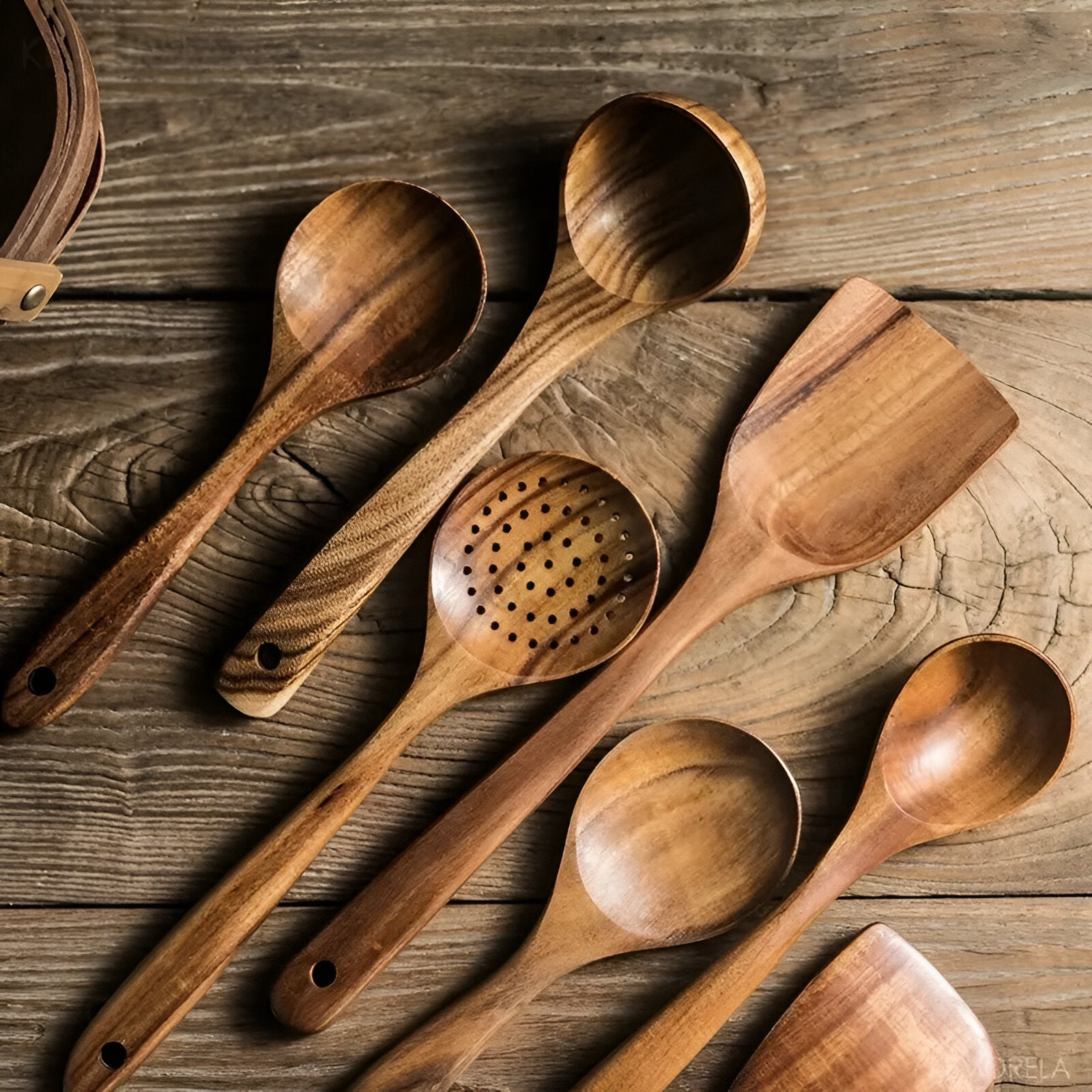 Handmade Teak Kitchen Collection | 7-Piece Natural Wood Set