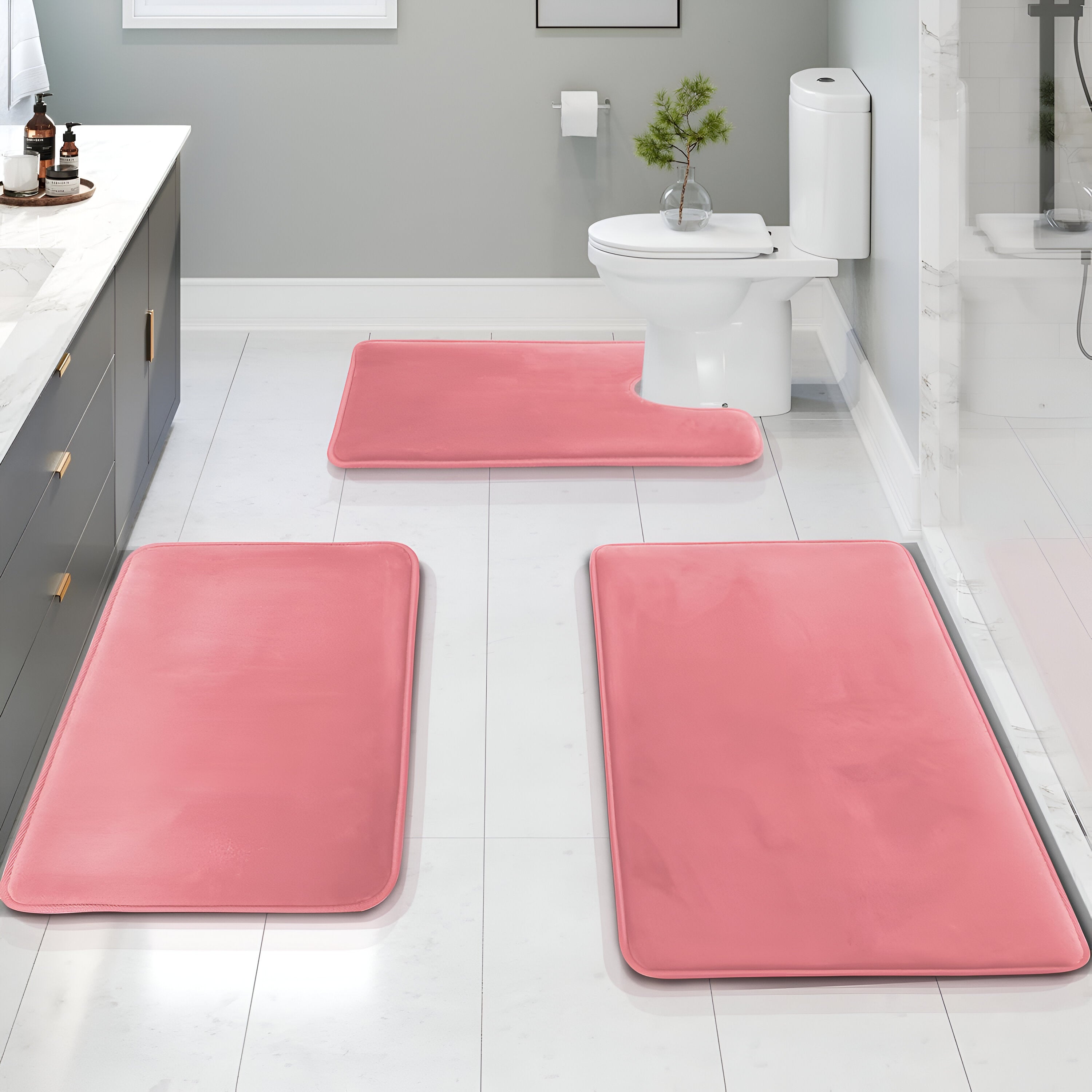 Memory Foam Velvet Mat | 3-Piece Luxury Bathroom Set
