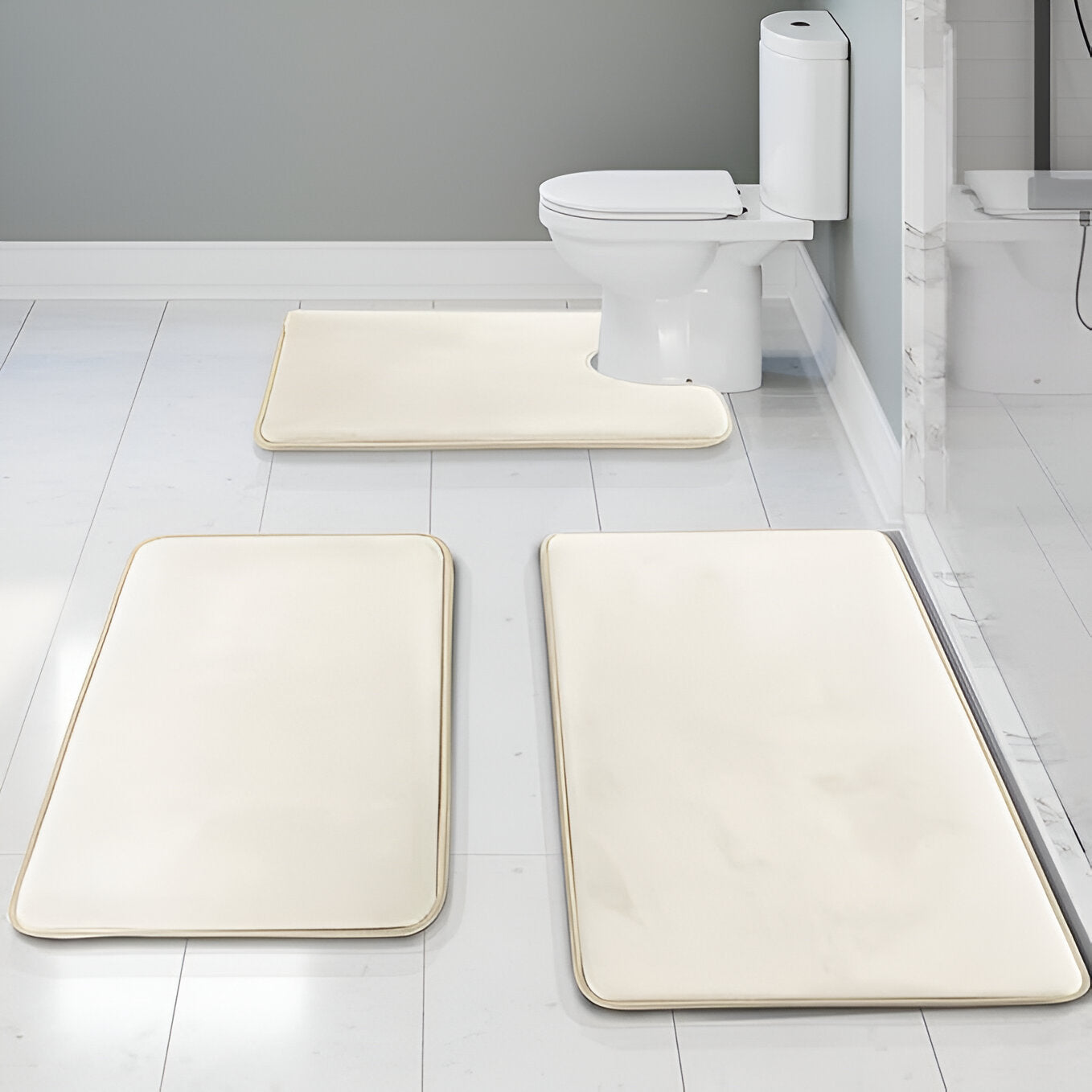 Memory Foam Velvet Mat | 3-Piece Luxury Bathroom Set