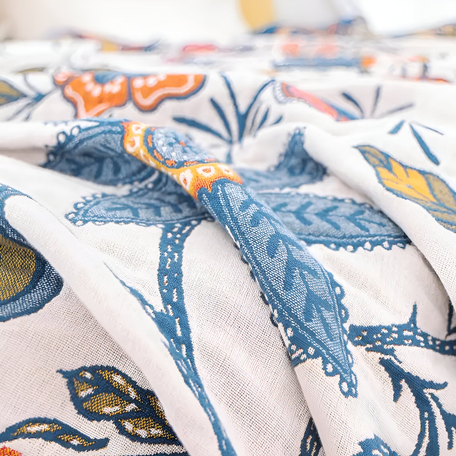 Rustic Floral Art Throw | Premium Cotton Woven Blanket